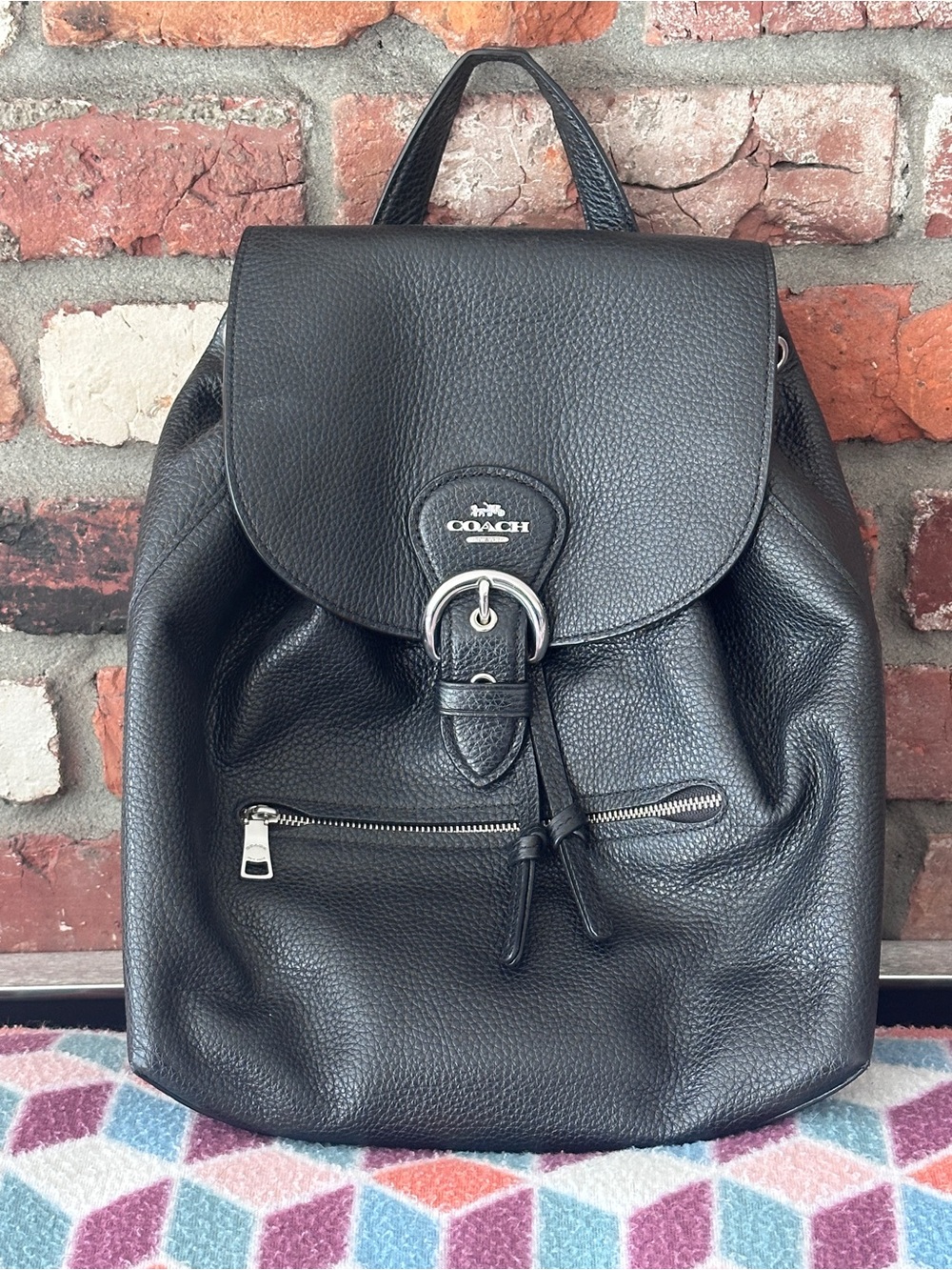 Coach Pebbled Leather Black Backpack - Coach